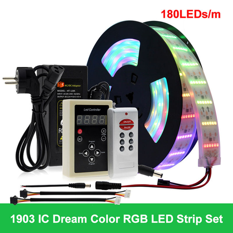 DC12V 16.4ft/5m SMD 5050 RGB Horse Race LED Light Kit,180LEDs/M, Flexible and Color Changing LED Light Strip